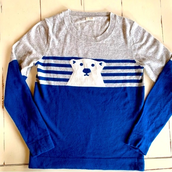 J. Crew Sweaters - J.CREW Women's Polar Bear Striped Wool Blend Crew Neck Sweater - Size Small